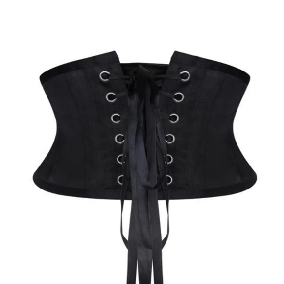 🌸 CORSET BELT CINCHER COSPLAY ADJUSTABLE DRAWSTRING BLACK COSTUME STEAMPUNK - Picture 4 of 5